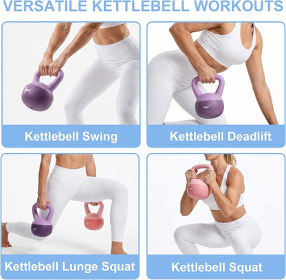 Soft Kettlebell 5lb 10lb 15lb 20lb 25lb, Sand Filled Quiet Floor-Friendly Kettlebell, Anti-Slip Home Gym Fitness Equipment for Apartment Postpartum Recovery, Safety for Women Men & Beginner