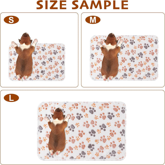 1 Pack 3 Blankets Fluffy Premium Fleece Soft Pet Blanket Flannel Throw for Cat Dog Puppy (Small 23x16'', Paw-White/Pink/Brown)