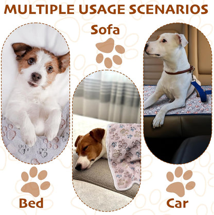 1 Pack 3 Blankets Fluffy Premium Fleece Soft Pet Blanket Flannel Throw for Cat Dog Puppy (Small 23x16'', Paw-White/Pink/Brown)