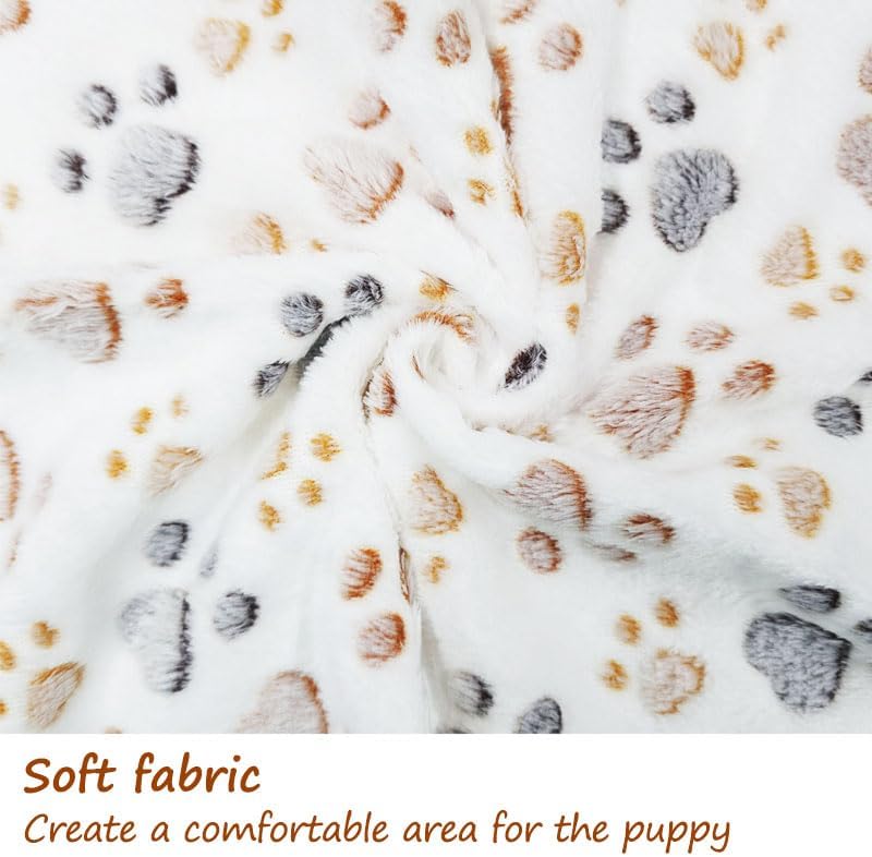1 Pack 3 Blankets Fluffy Premium Fleece Soft Pet Blanket Flannel Throw for Cat Dog Puppy (Small 23x16'', Paw-White/Pink/Brown)