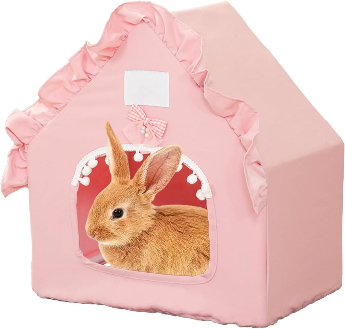 Bunny Tent Guinea Pig House, Machine Washable Guinea Pig Hide Tent Houses & Habitats, Small Animal Bed Hideout Sleeping Bed for Chinchilla Hamster Rat with Cushion（Pink）