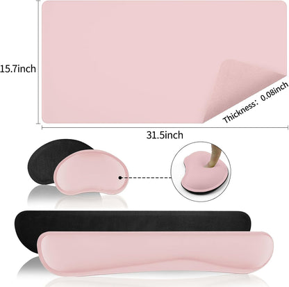 Pink Leather Desk Pad and Keyboard Wrist Rest, 31.5"x15.7"