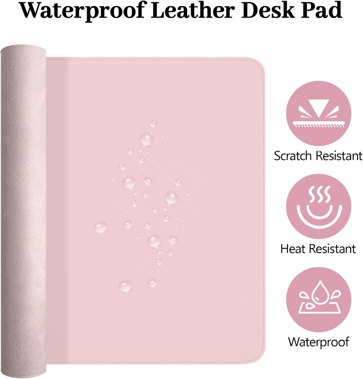 Pink Leather Desk Pad and Keyboard Wrist Rest, 31.5"x15.7"