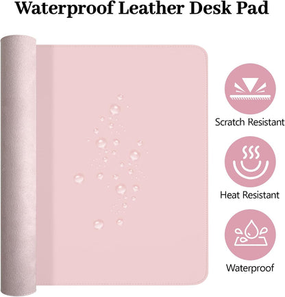 Pink Leather Desk Pad and Keyboard Wrist Rest, 31.5"x15.7"