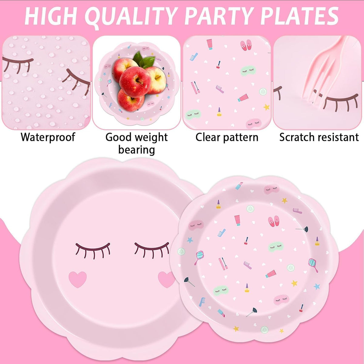 200 Pcs Spa Party Decorations Spa Paper Plates Napkins Pink Sleepover Tableware Dinnerware Set Dinner Dessert Plates Slumber Party Supplies for Girls Makeup Birthday Pajama Parties Favors Table Decor