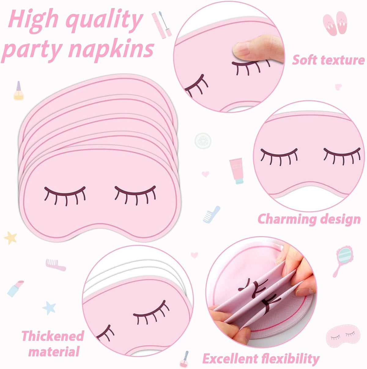200 Pcs Spa Party Decorations Spa Paper Plates Napkins Pink Sleepover Tableware Dinnerware Set Dinner Dessert Plates Slumber Party Supplies for Girls Makeup Birthday Pajama Parties Favors Table Decor