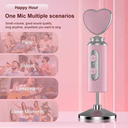 HB128 USB Gaming Condenser Mic Pink Heart Design Plug & Play