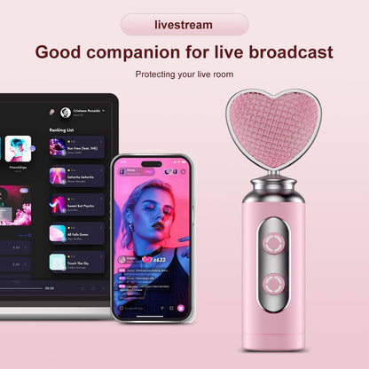 HB128 USB Gaming Condenser Mic Pink Heart Design Plug & Play