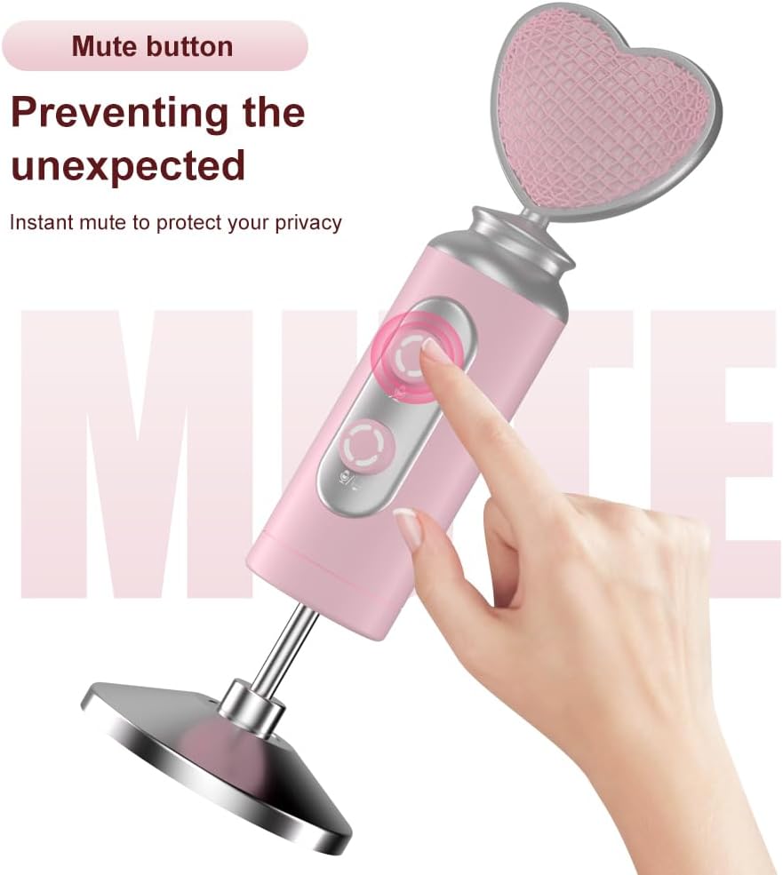 HB128 USB Gaming Condenser Mic Pink Heart Design Plug & Play