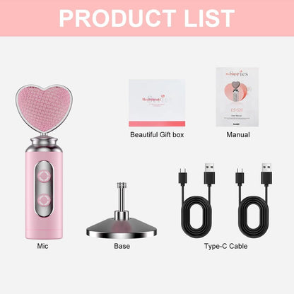 HB128 USB Gaming Condenser Mic Pink Heart Design Plug & Play