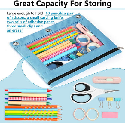 Pencil Pouch for 3 Ring Binder, Binder Pencil Case with Binder