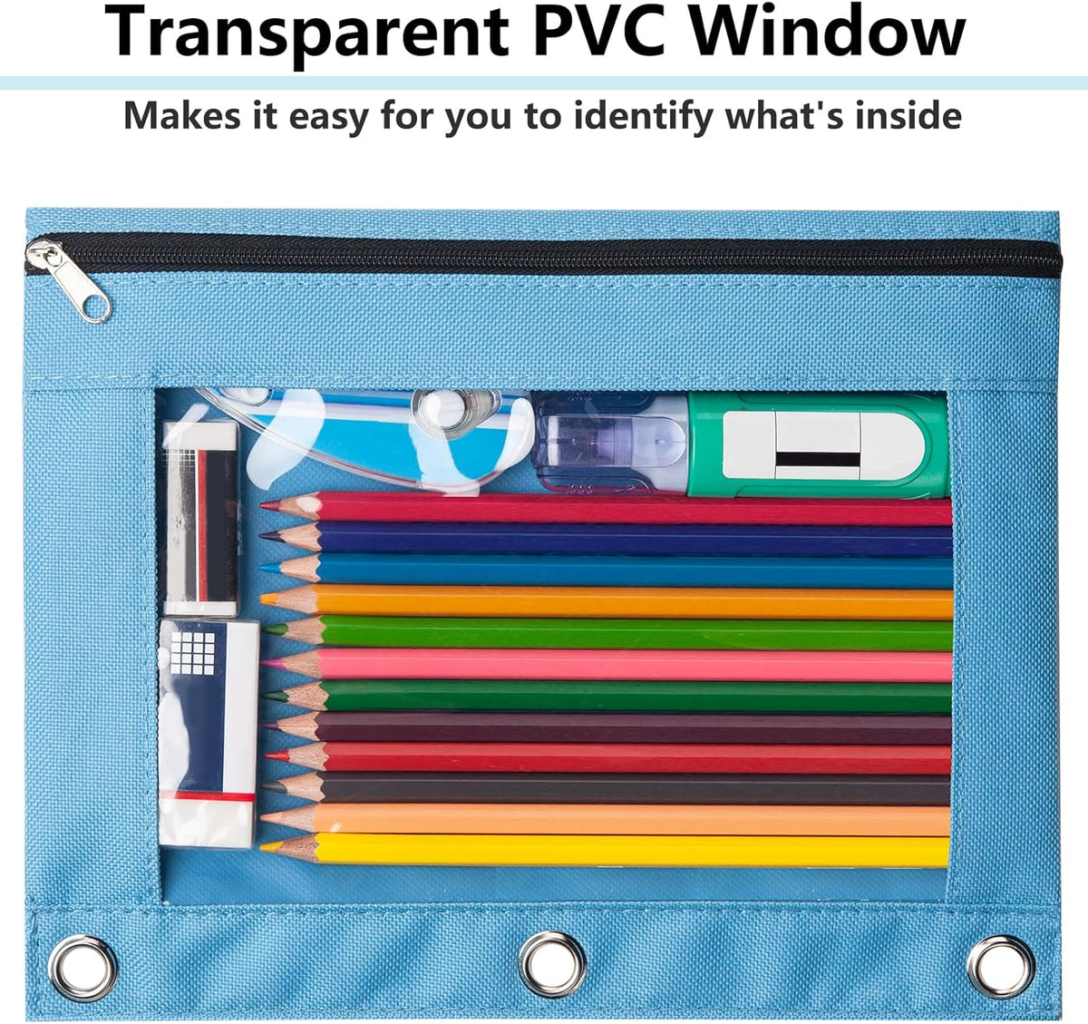 Pencil Pouch for 3 Ring Binder, Binder Pencil Case with Binder