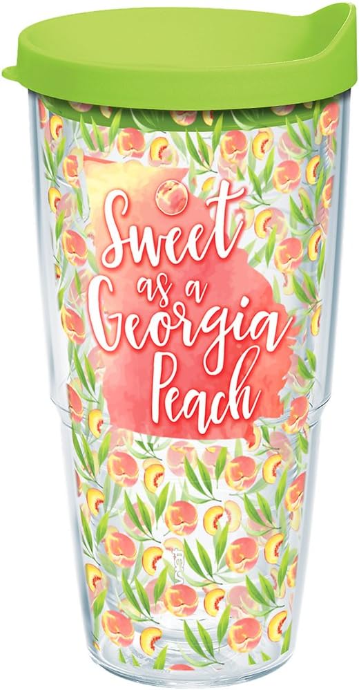 Tervis Sweet as a Georgia Peach Made in USA Double Walled Insulated Tumbler Travel Cup Keeps Drinks Cold & Hot, 24oz, Clear, 1 Count (Pack of 1)