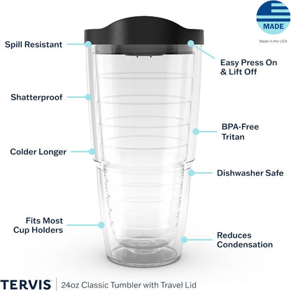 Tervis Sweet as a Georgia Peach Made in USA Double Walled Insulated Tumbler Travel Cup Keeps Drinks Cold & Hot, 24oz, Clear, 1 Count (Pack of 1)