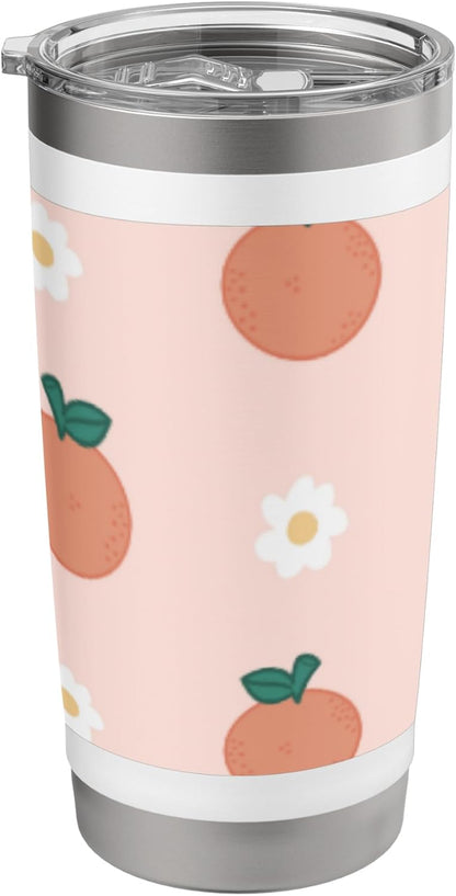 Pastel Color Peaches Pattern Summer Peach Fruit Aesthetic Stainless Steel Insulated Tumbler