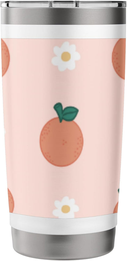 Pastel Color Peaches Pattern Summer Peach Fruit Aesthetic Stainless Steel Insulated Tumbler