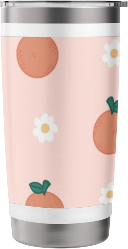 Pastel Color Peaches Pattern Summer Peach Fruit Aesthetic Stainless Steel Insulated Tumbler