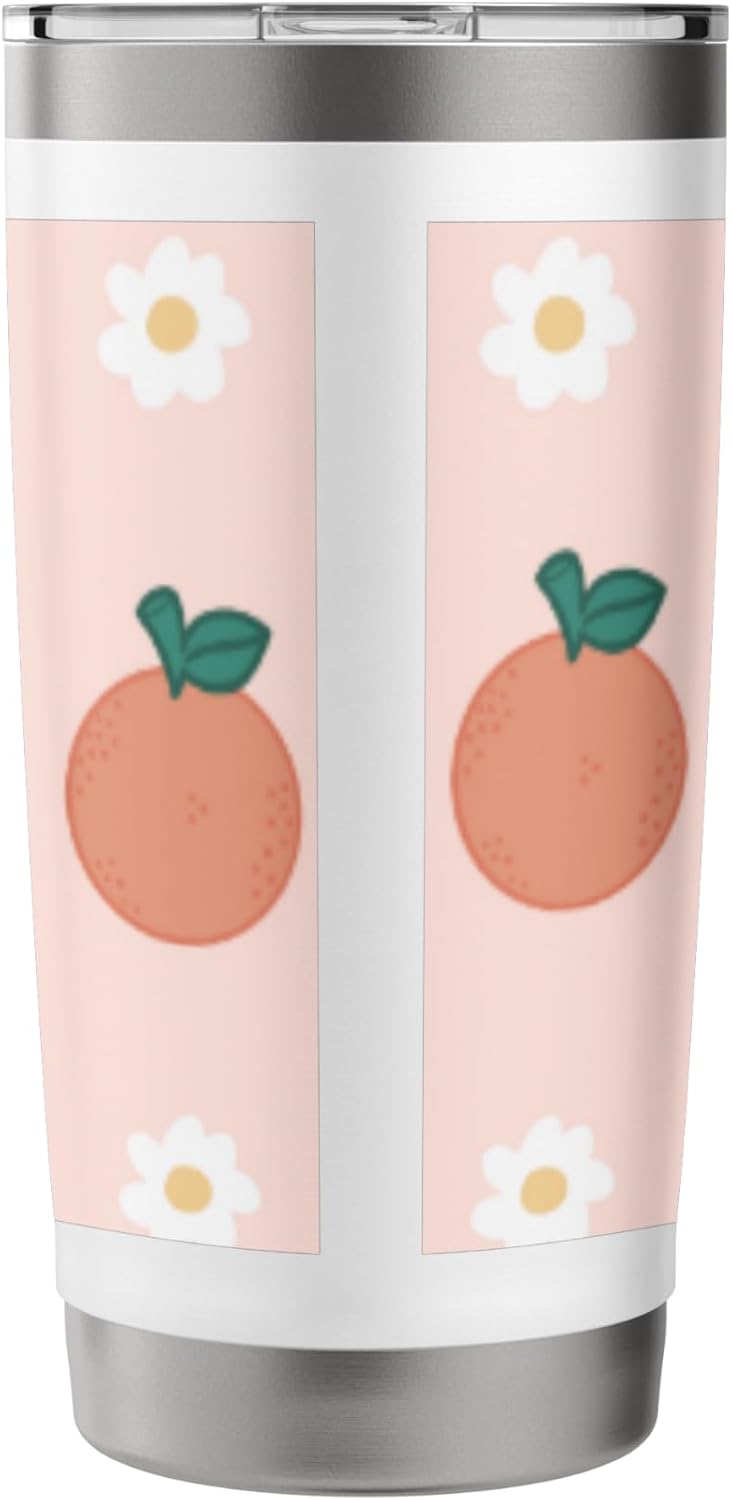 Pastel Color Peaches Pattern Summer Peach Fruit Aesthetic Stainless Steel Insulated Tumbler