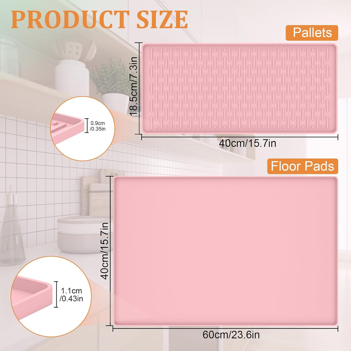 Silicone Coffee Mat - 24" x 16" Removable Bar Mat, Waterproof Leak-Proof Dish Drying Pad, Fits Under Coffee Makers and Espresso Machines to Keep Surfaces Clean, Pink