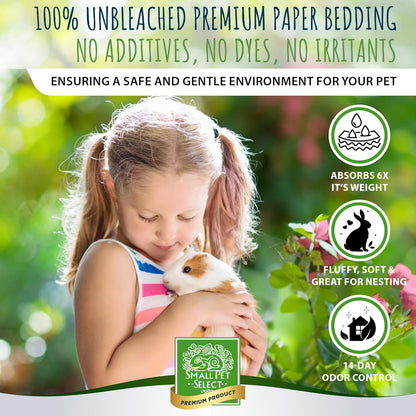 Small Pet Select Rose Bedding, Paper Bedding with Real Rose, Soft Animal Bedding with Odor Control for Guinea Pig, Rabbit, Hamster, or Bunny, Cage Accessories, Made in USA, 56L
