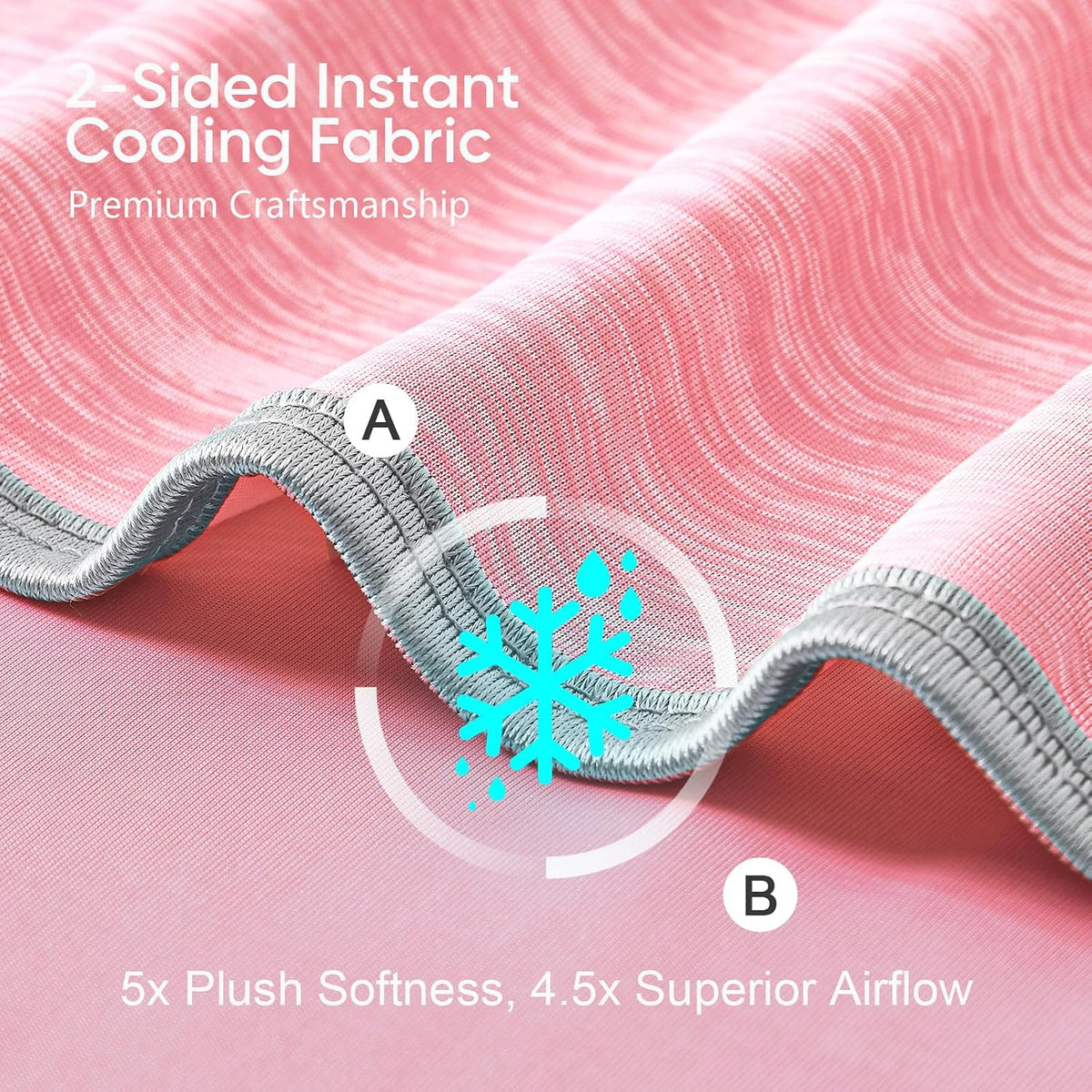 KMUSET Cooling Blanket Twin (60"x80"), Double Sided Summer Cooling Blankets for Hot Sleepers & Night Sweats, Soft Lightweight Blanket for Dorm Room Essentials, Picnic, Gifts for Women Peach Pink