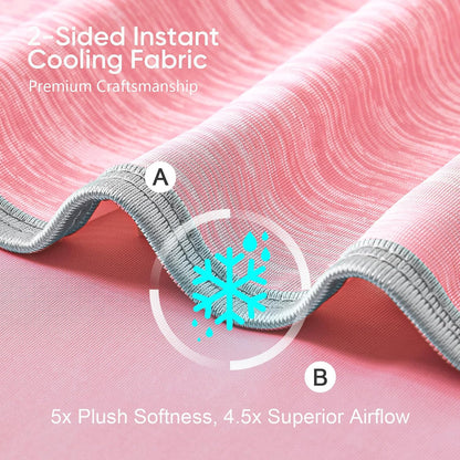 KMUSET Cooling Blanket Twin (60"x80"), Double Sided Summer Cooling Blankets for Hot Sleepers & Night Sweats, Soft Lightweight Blanket for Dorm Room Essentials, Picnic, Gifts for Women Peach Pink