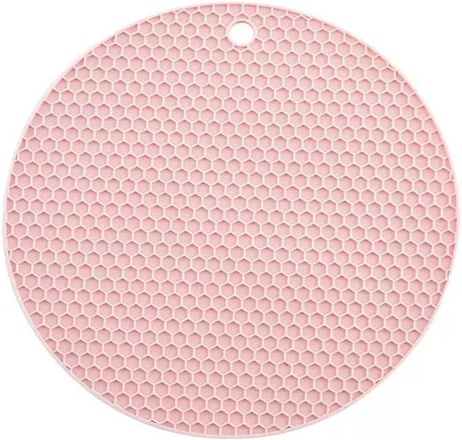 6 Pack Silicone Trivets Mat, Non-Slip Heat Resistant Pot Holders for Hot Pots and Pans, Silicone Mats for Kitchen/Countertop/Table (Pink Color)