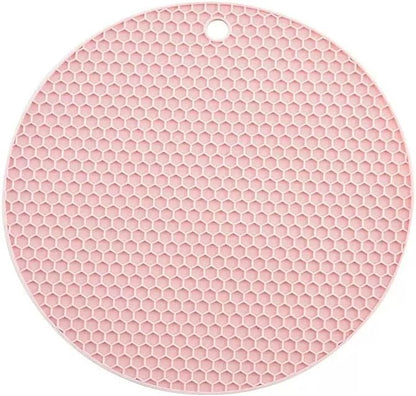 6 Pack Silicone Trivets Mat, Non-Slip Heat Resistant Pot Holders for Hot Pots and Pans, Silicone Mats for Kitchen/Countertop/Table (Pink Color)