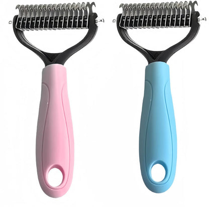 Pet Hair Grooming Device, 2 Pcs Blue and Pink Pet Comb for Opening the Account and Grooming for Pet (Large)