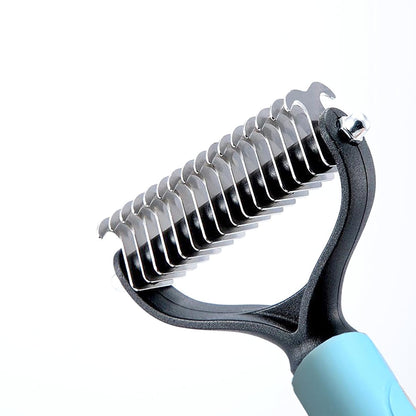 Pet Hair Grooming Device, 2 Pcs Blue and Pink Pet Comb for Opening the Account and Grooming for Pet (Large)