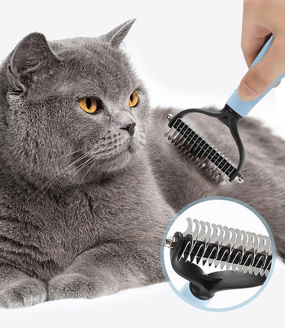 Pet Hair Grooming Device, 2 Pcs Blue and Pink Pet Comb for Opening the Account and Grooming for Pet (Large)