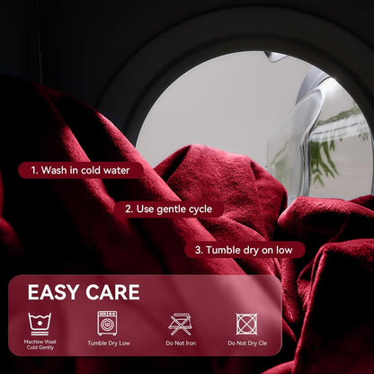 Waterproof Blanket for Bed - Blanket with Waterproof & Stain Proof, Splash Resistant, Machine-Washable Flannel is Soft and Comfortable, Suitable for Bed/Sofa (40"x60", Wine red/Black)