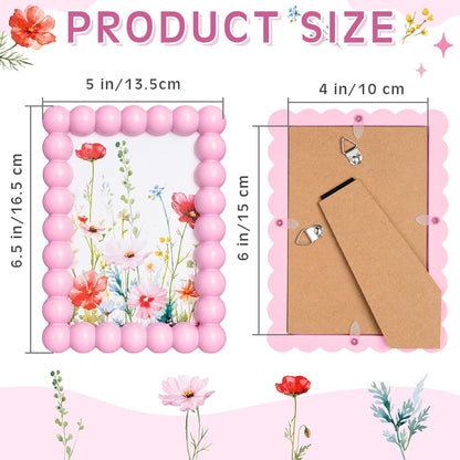 4 x 6 in Beaded Picture Frame with Mat, Pink