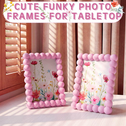 4 x 6 in Beaded Picture Frame with Mat, Pink