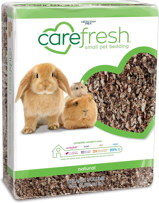 Carefresh Small Pet Bedding, 99% Dust-Free Natural Paper with Superior 10 Day Odor Control & Absorption for Guinea Pigs, Hamsters, Rabbits, & Rats, 60 L