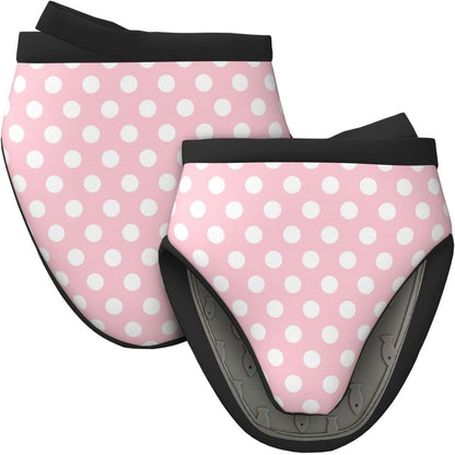 2PCS Mini Silicone Oven Mitts, Light Pink Polka Dot Print Oven Mitts Heat Resistant, Pot Holders for Kitchen Cooking & Baking Gloves