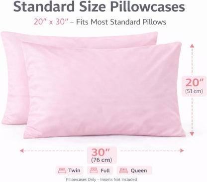 Standard Microfiber Pillowcases Set of 2, 20"x30" (Pink)