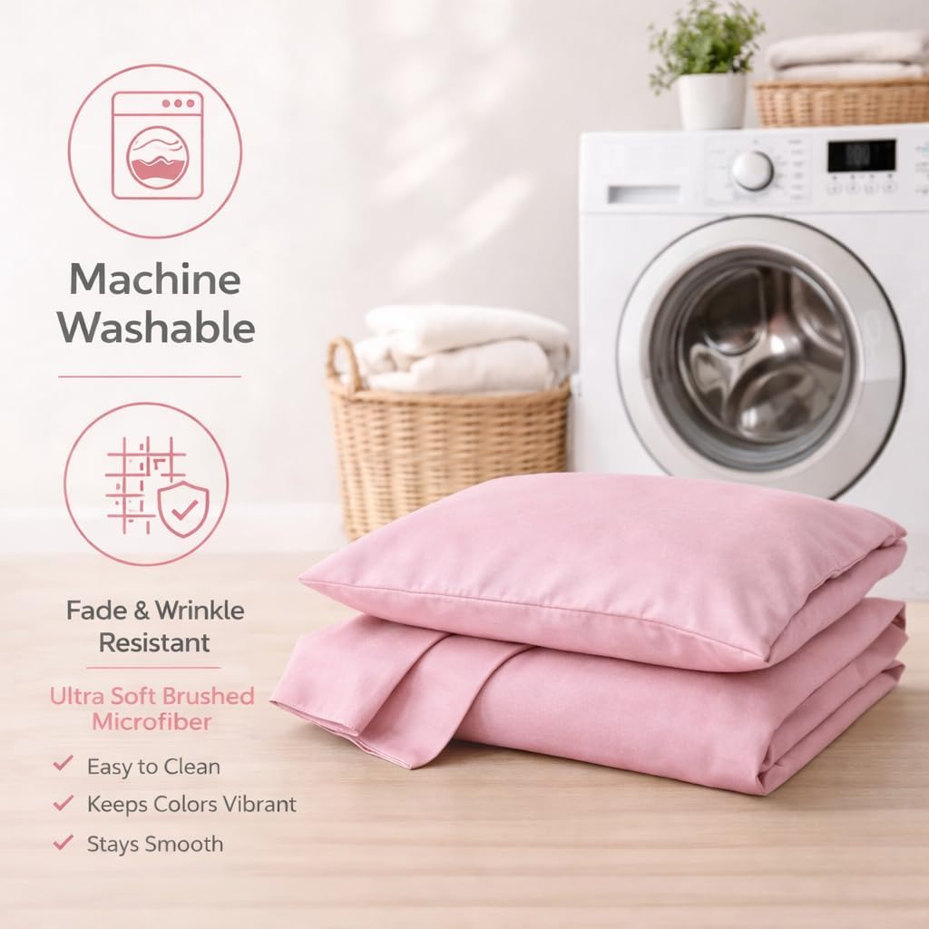 Standard Microfiber Pillowcases Set of 2, 20"x30" (Pink)