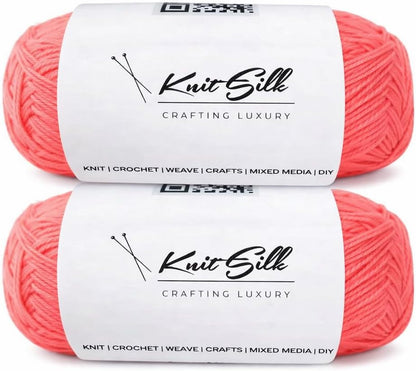 CottonMuse 100% Gassed Mercerized Cotton Yarn – Pack of 2 (75g Each), Total 764 Yards – Matte Finish Crochet Thread for Apparel, Home Décor & DIY Crafts – Dark Peach