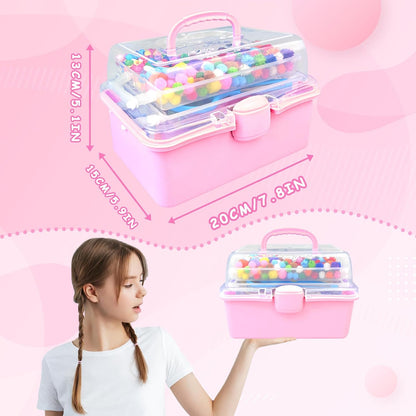 3000 Arts and Crafts Supplies for Kids Craft Kit Craft Box with Pipe Cleaners Arts and Crafts for Kids Age 4-6, 6-8, 8-12 DIY School Supplies Materials Set Toys Gifts for Girls Boys Toddlers, Pink