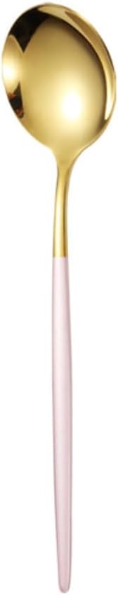 2PC-304 stainless steel dessert spoon household fresh and exquisite personality-pink gold spoon