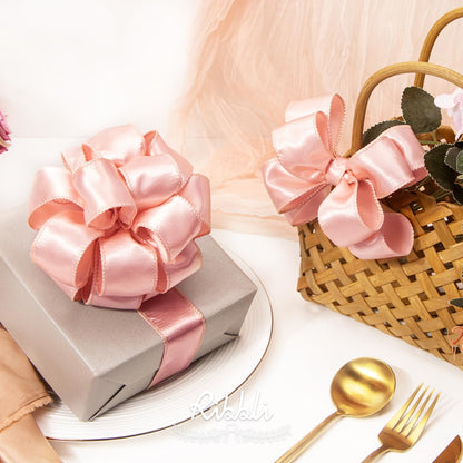 Champagne Pink Satin Wired Ribbon 1.5 Inch Champagne Pink Christmas Ribbon for Gift Wrapping Wreaths Garland Tree Decoration Crafts Home Decor-Continous 20 Yards