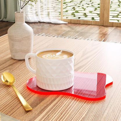 Acrylic Coaster Decorative Plates,Coral Pink Bar Drink Coaster, Clear Cloud Shape Coffee Cup Coaster, Perfect for Tabletop Protection and Accessories Display.(Coral Pink)