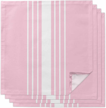 Pink White Stripe Cloth Napkins Set of 4, Modern Rustic Vertical Striped Washable Reusable Dinner Cocktail Napkin for Kitchen Party Wedding Banquet Holiday Baby Shower Table Decor