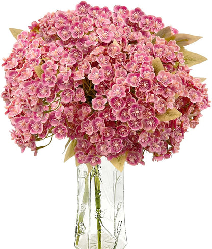 588Pcs Bulk Mini Pink Hydrangea Artificial Flowers Heads, Real Touch Faux Hydrangea Stems with Leaves for DIY Wedding Floral Arrangements, Home Office Decor, Vase Fillers