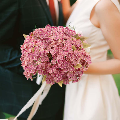588Pcs Bulk Mini Pink Hydrangea Artificial Flowers Heads, Real Touch Faux Hydrangea Stems with Leaves for DIY Wedding Floral Arrangements, Home Office Decor, Vase Fillers
