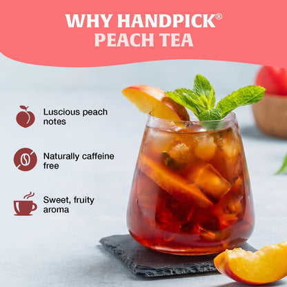Peach Tea Bags (80 Count) Non-GMO, Caffeine-Free - Peach, Hibiscus, Cinnamon, Cloves, Ginger | Floral & Refreshing Herbal Tea Bags, Brew Iced Tea or Hot Tea