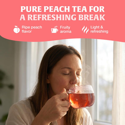 Peach Tea Bags (80 Count) Non-GMO, Caffeine-Free - Peach, Hibiscus, Cinnamon, Cloves, Ginger | Floral & Refreshing Herbal Tea Bags, Brew Iced Tea or Hot Tea