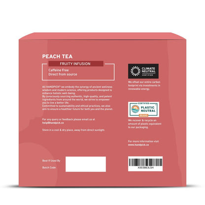Peach Tea Bags (80 Count) Non-GMO, Caffeine-Free - Peach, Hibiscus, Cinnamon, Cloves, Ginger | Floral & Refreshing Herbal Tea Bags, Brew Iced Tea or Hot Tea