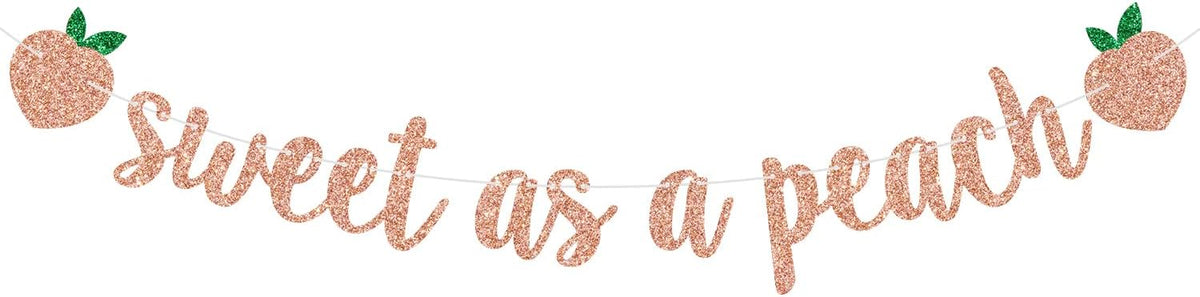 Rose Gold Glitter Sweet as a Peach Banner, Peach Theme Baby Shower, Girl Birthday Party, Bridal Shower and Summer Party Supplies